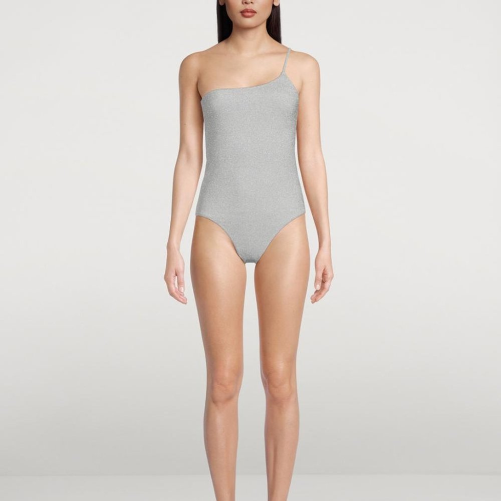 Good American Sparkle One Shoulder One-Piece Swimsuit